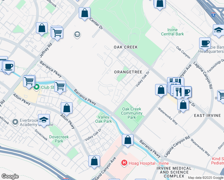 map of restaurants, bars, coffee shops, grocery stores, and more near 220 Lemon Grove in Irvine