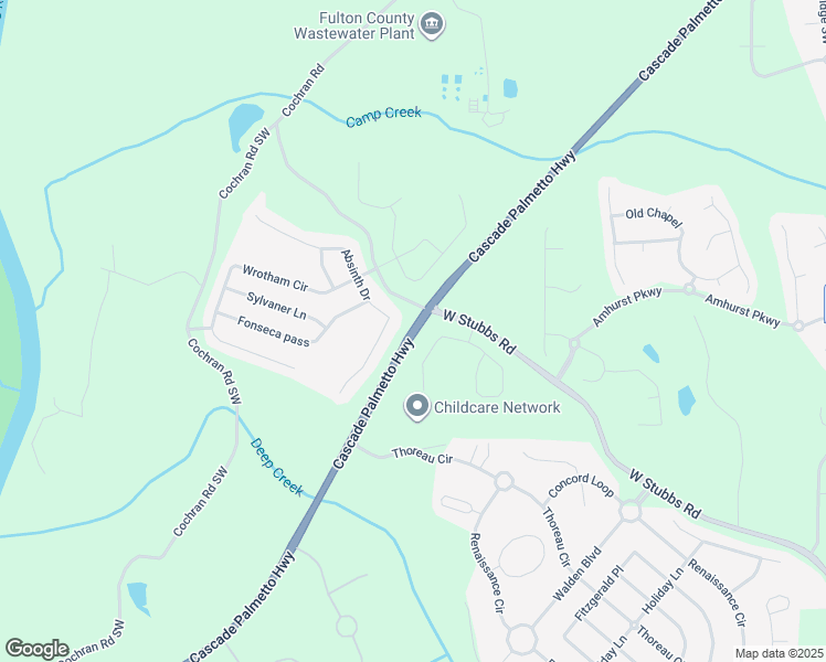 map of restaurants, bars, coffee shops, grocery stores, and more near 3201 Cascade Palmetto Highway in Atlanta