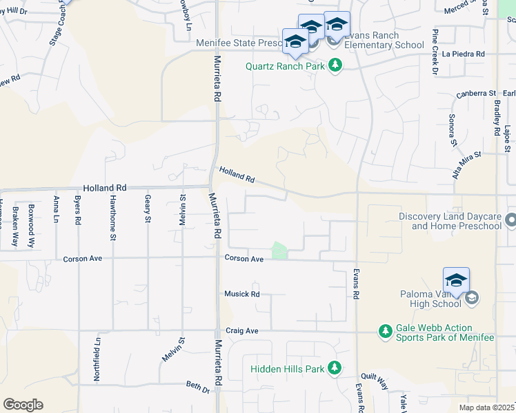 map of restaurants, bars, coffee shops, grocery stores, and more near 26146 Deer Run Street in Menifee