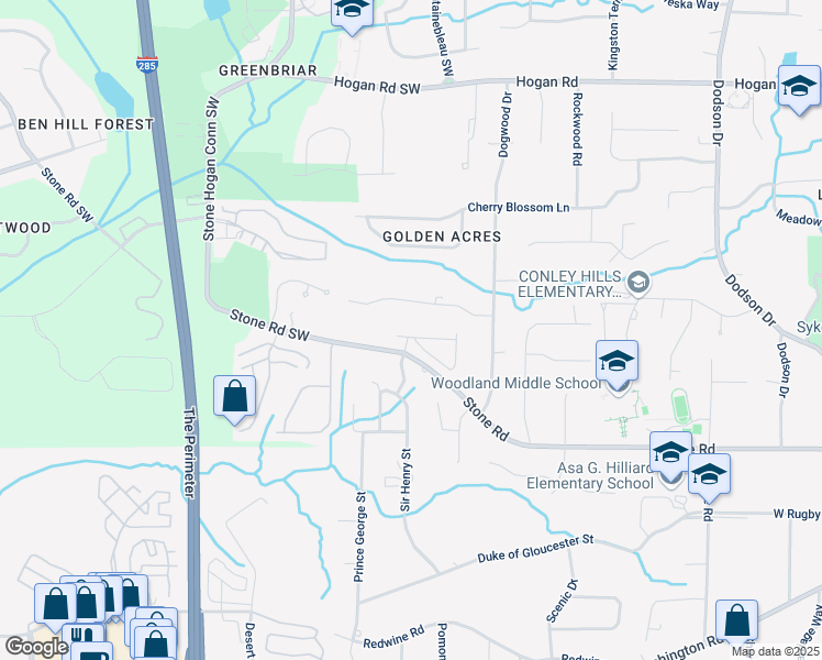 map of restaurants, bars, coffee shops, grocery stores, and more near 2200 Cormac Street in East Point