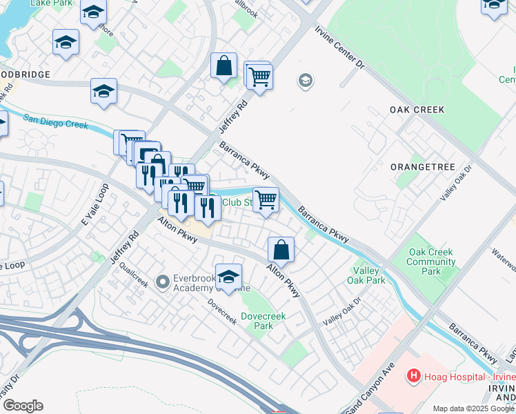 map of restaurants, bars, coffee shops, grocery stores, and more near 5 Ladypalm in Irvine