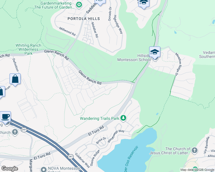 map of restaurants, bars, coffee shops, grocery stores, and more near 2218 Arroyo Trabuco Way in Lake Forest