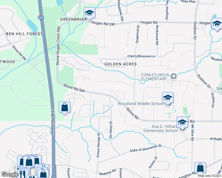 map of restaurants, bars, coffee shops, grocery stores, and more near 2198 Cormac Street in East Point