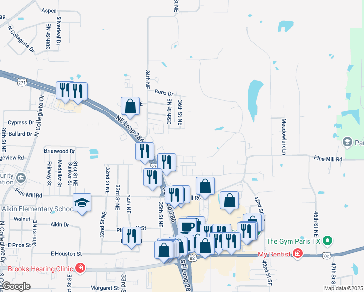 map of restaurants, bars, coffee shops, grocery stores, and more near 3610 Nevada Street in Paris