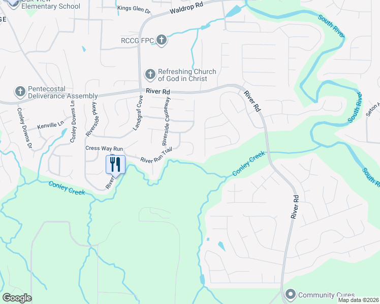 map of restaurants, bars, coffee shops, grocery stores, and more near 4197 Riverbank Court in Decatur