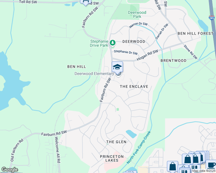 map of restaurants, bars, coffee shops, grocery stores, and more near 3038 Deerborne Court in Atlanta