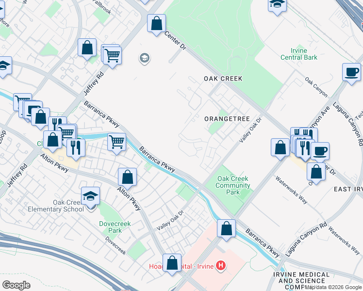 map of restaurants, bars, coffee shops, grocery stores, and more near 4205 Apricot Drive in Irvine