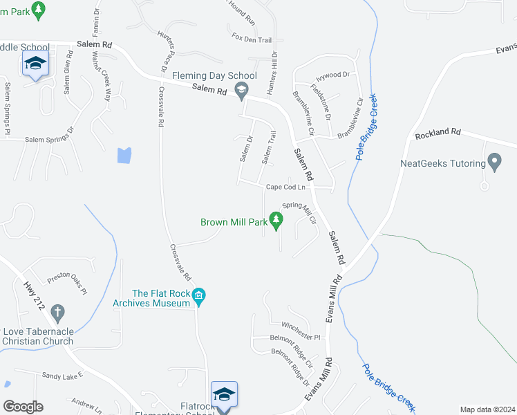 map of restaurants, bars, coffee shops, grocery stores, and more near 3805 Salem Mill Terrace in Stonecrest