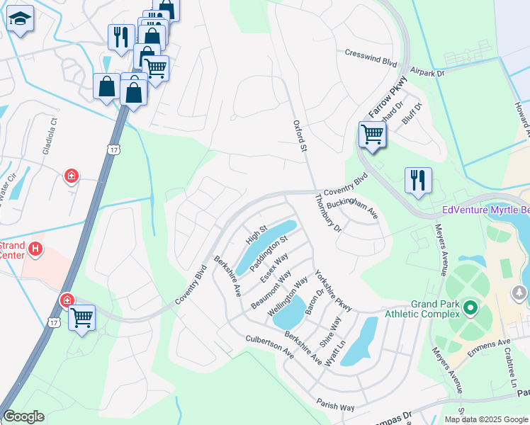 map of restaurants, bars, coffee shops, grocery stores, and more near 1876 Culbertson Avenue in Myrtle Beach