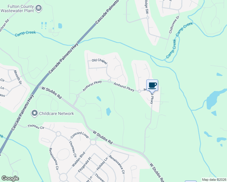 map of restaurants, bars, coffee shops, grocery stores, and more near 2860 Oxford Road in College Park