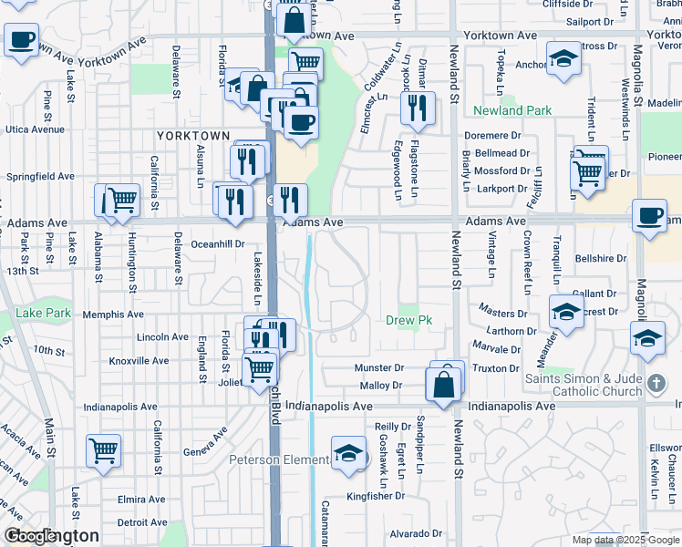 map of restaurants, bars, coffee shops, grocery stores, and more near 8161 Cape Hope Circle in Huntington Beach