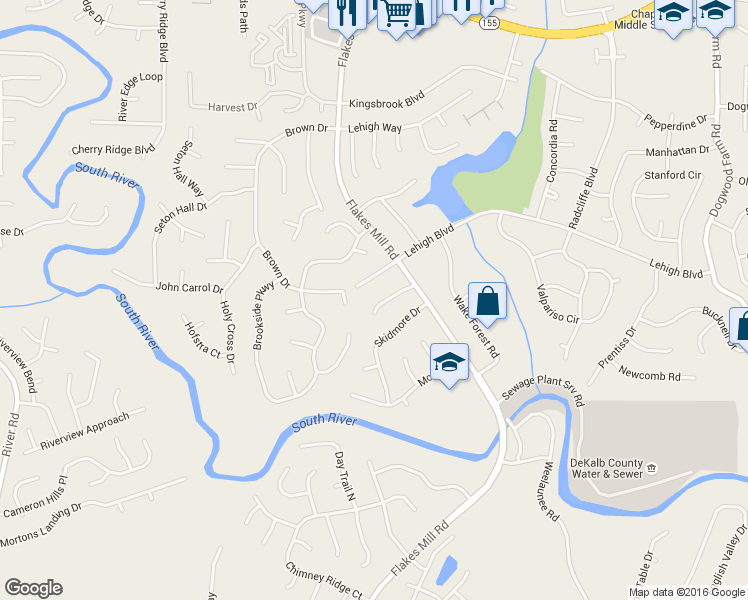 map of restaurants, bars, coffee shops, grocery stores, and more near 3918 Dalhouise Lane in Decatur
