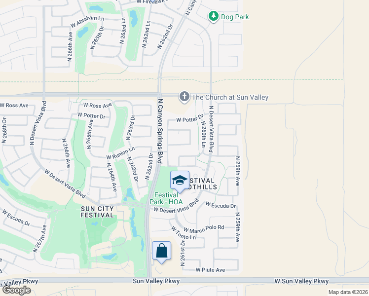 map of restaurants, bars, coffee shops, grocery stores, and more near 26160 West Runion Drive in Buckeye