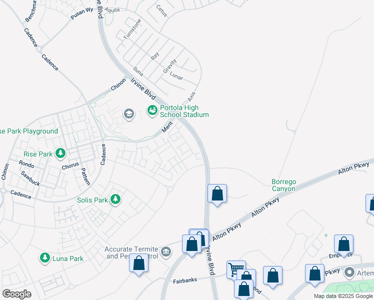 map of restaurants, bars, coffee shops, grocery stores, and more near 124 Sash in Irvine