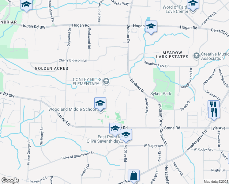 map of restaurants, bars, coffee shops, grocery stores, and more near 3127 Flamingo Drive in Atlanta