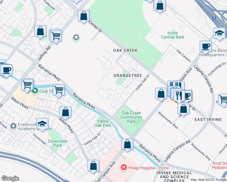 map of restaurants, bars, coffee shops, grocery stores, and more near 220 Lemon Grove in Irvine