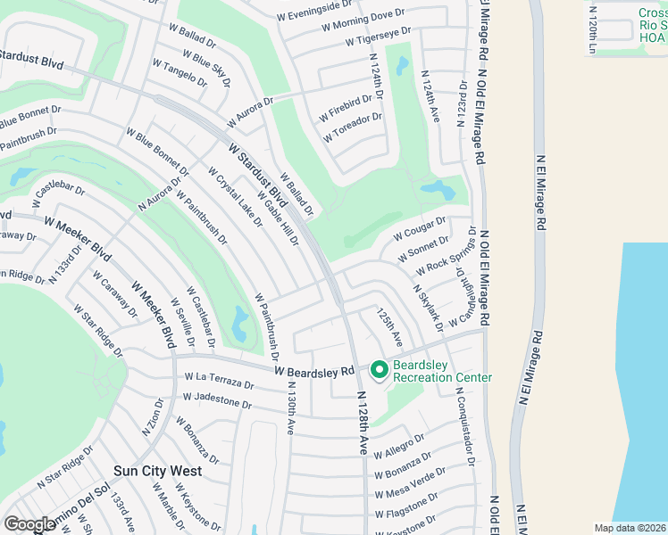 map of restaurants, bars, coffee shops, grocery stores, and more near 12614 West Gable Hill Drive in Sun City West