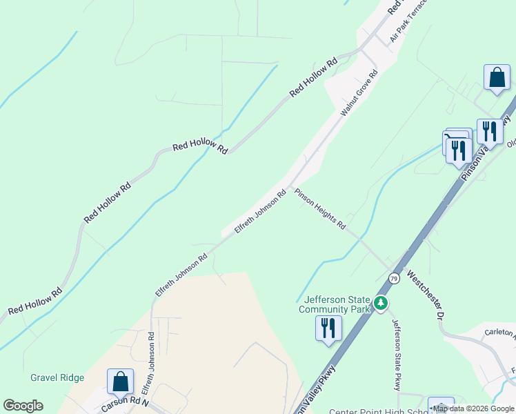 map of restaurants, bars, coffee shops, grocery stores, and more near 4786 Elfreth Johnson Road in Birmingham