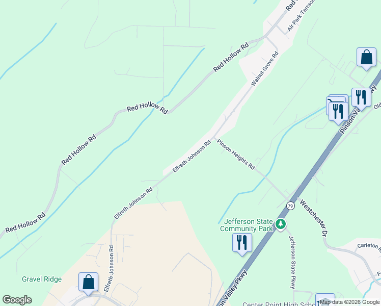 map of restaurants, bars, coffee shops, grocery stores, and more near 4786 Elfreth Johnson Road in Birmingham
