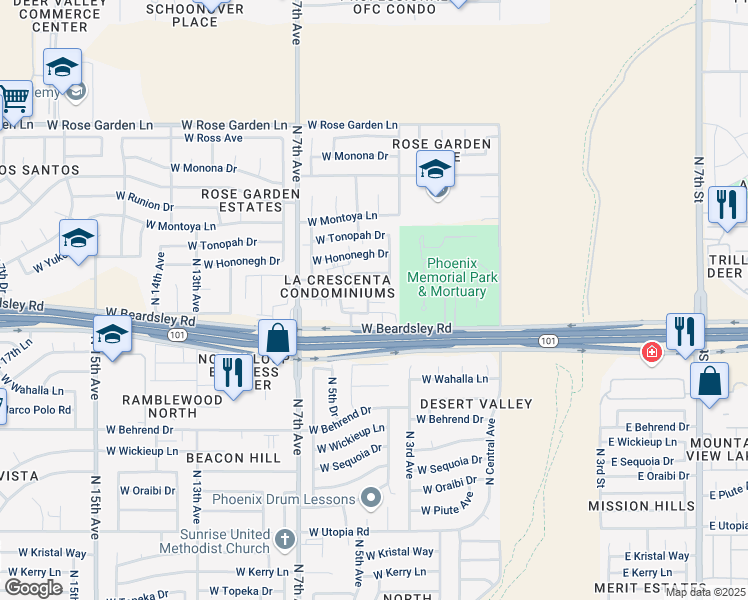 map of restaurants, bars, coffee shops, grocery stores, and more near 420 West Blackhawk Drive in Phoenix
