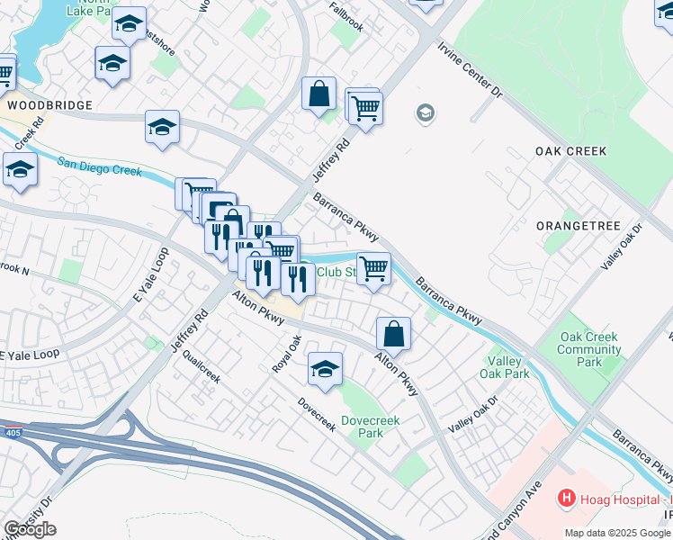 map of restaurants, bars, coffee shops, grocery stores, and more near 6 Bluebell in Irvine