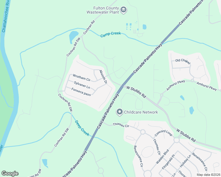 map of restaurants, bars, coffee shops, grocery stores, and more near 7493 Absinth Drive in Atlanta