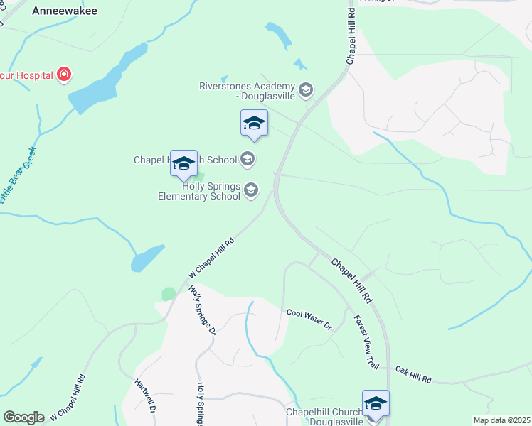 map of restaurants, bars, coffee shops, grocery stores, and more near 4980 West Chapel Hill Road in Douglasville