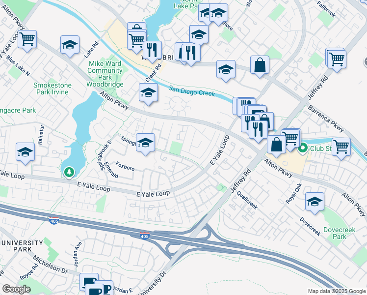 map of restaurants, bars, coffee shops, grocery stores, and more near in Irvine