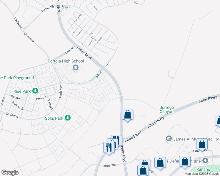 map of restaurants, bars, coffee shops, grocery stores, and more near 120 Sash in Irvine