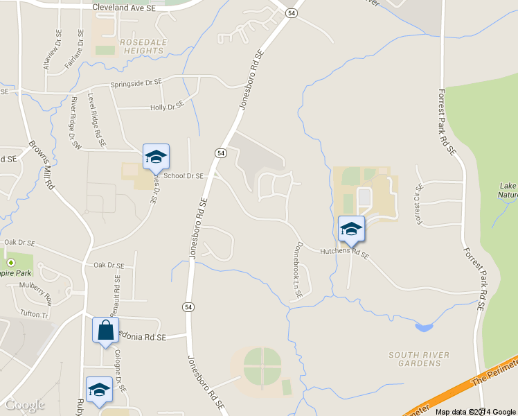 map of restaurants, bars, coffee shops, grocery stores, and more near 592 Waynes Court Southeast in Atlanta