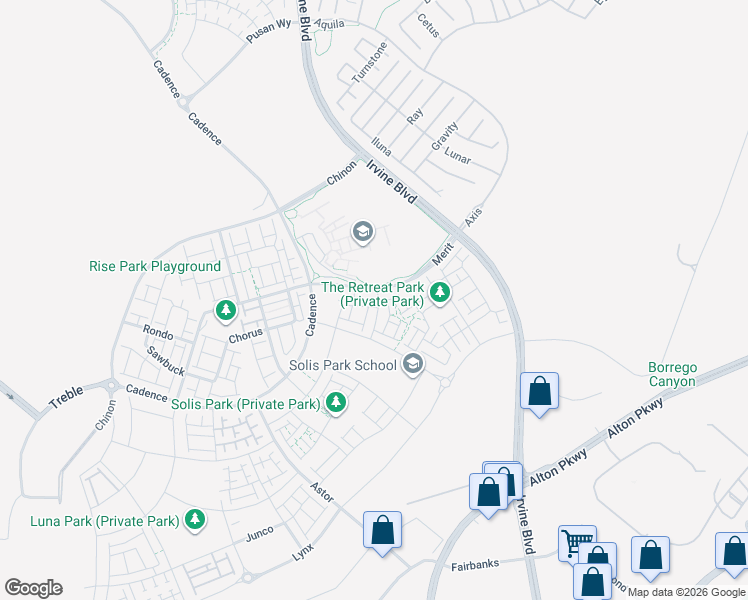 map of restaurants, bars, coffee shops, grocery stores, and more near 111 Baluster in Irvine