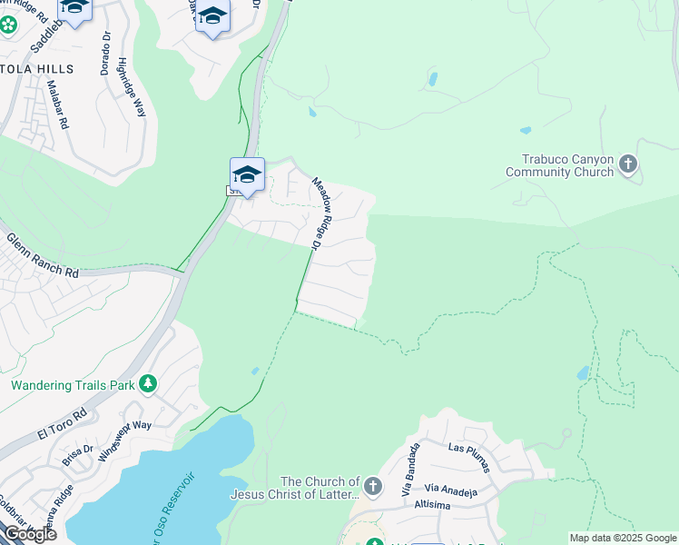 map of restaurants, bars, coffee shops, grocery stores, and more near 16 Riverview Drive in Trabuco Canyon