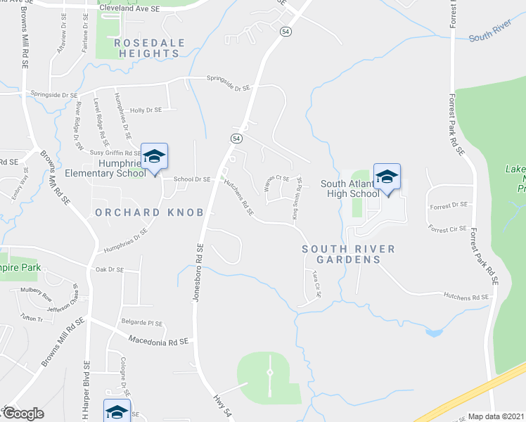 map of restaurants, bars, coffee shops, grocery stores, and more near 594 Waynes Court Southeast in Atlanta