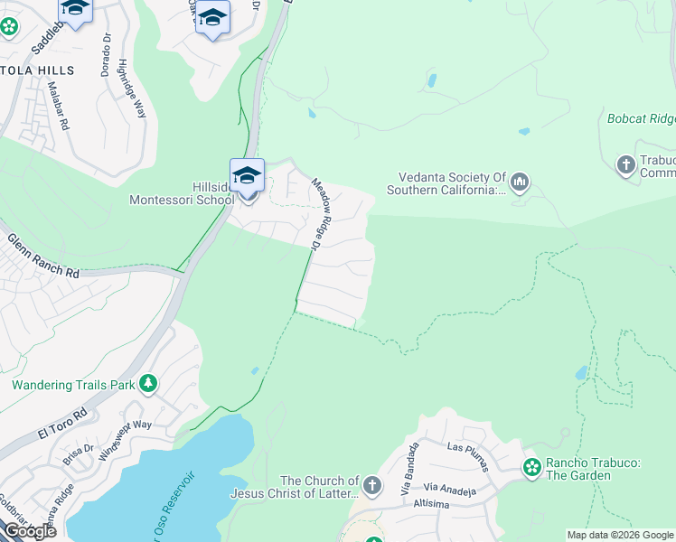 map of restaurants, bars, coffee shops, grocery stores, and more near 16 Riverview Drive in Trabuco Canyon