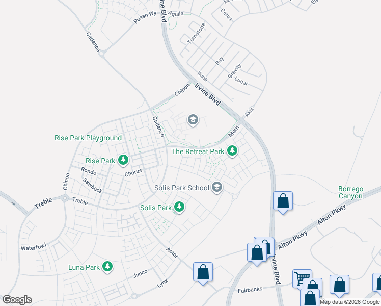 map of restaurants, bars, coffee shops, grocery stores, and more near 147 Baluster in Irvine