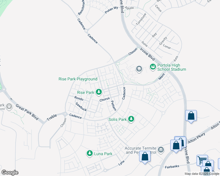 map of restaurants, bars, coffee shops, grocery stores, and more near 111 Merit in Irvine