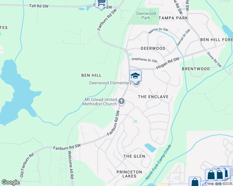 map of restaurants, bars, coffee shops, grocery stores, and more near 2814 Deerwood Lane in Atlanta