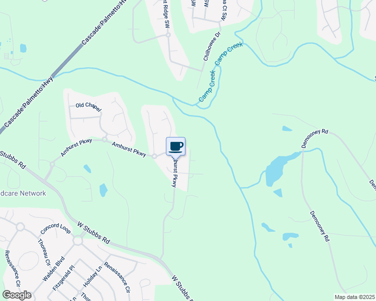 map of restaurants, bars, coffee shops, grocery stores, and more near 3201 Camden Court in Atlanta