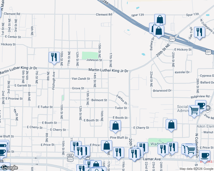 map of restaurants, bars, coffee shops, grocery stores, and more near 975 17th Street Northeast in Paris