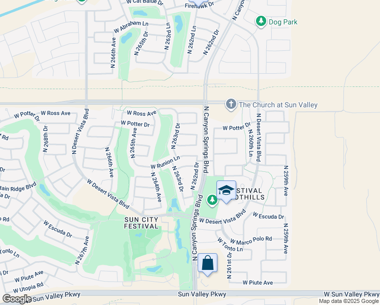 map of restaurants, bars, coffee shops, grocery stores, and more near 26294 West Runion Lane in Buckeye