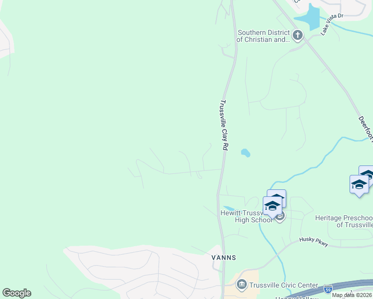 map of restaurants, bars, coffee shops, grocery stores, and more near 5719 Woodland Trail in Trussville