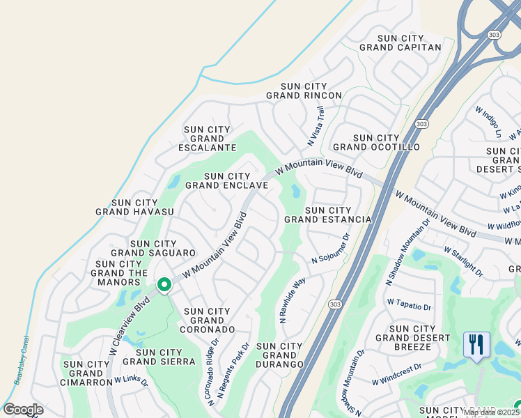 map of restaurants, bars, coffee shops, grocery stores, and more near 16768 West Cathedral Rock Court in Surprise