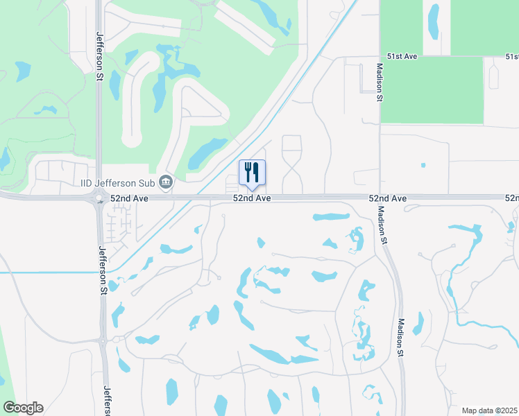 map of restaurants, bars, coffee shops, grocery stores, and more near 80549 Via Savona in La Quinta