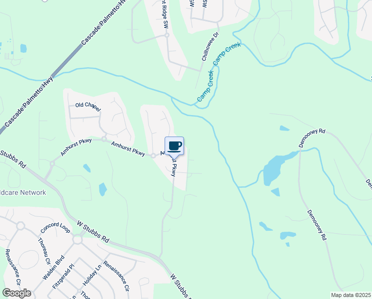 map of restaurants, bars, coffee shops, grocery stores, and more near 3201 Camden Court in Atlanta