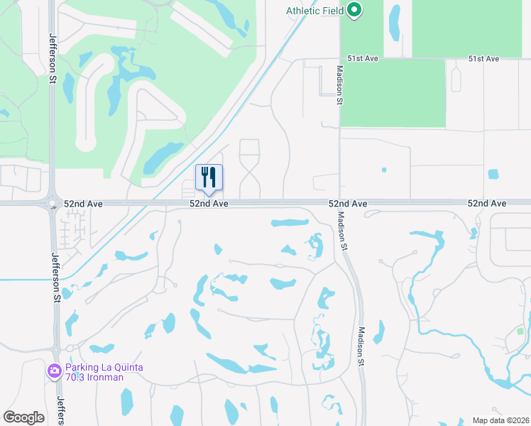 map of restaurants, bars, coffee shops, grocery stores, and more near 80741 Via Savona in La Quinta