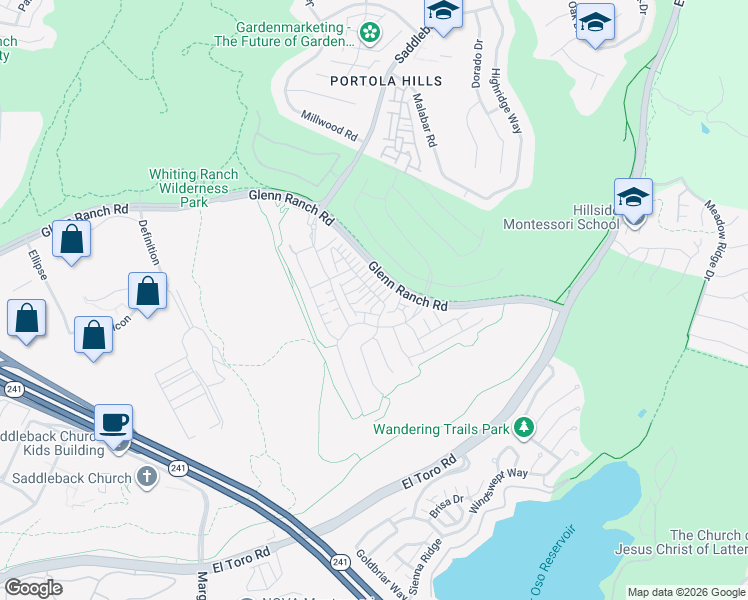 map of restaurants, bars, coffee shops, grocery stores, and more near 306 Autumn Sage in Lake Forest