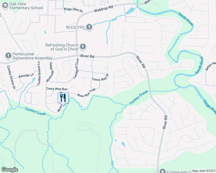 map of restaurants, bars, coffee shops, grocery stores, and more near 4170 Riverbank Court in Decatur