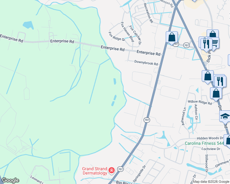map of restaurants, bars, coffee shops, grocery stores, and more near in Socastee