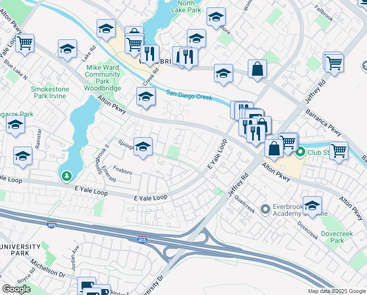 map of restaurants, bars, coffee shops, grocery stores, and more near 10 Briarglen in Irvine