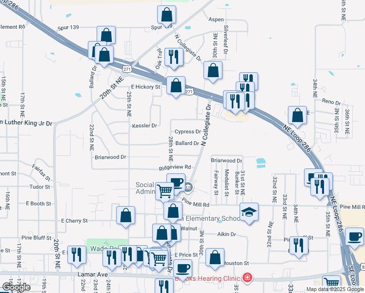 map of restaurants, bars, coffee shops, grocery stores, and more near 2840 Ballard Dr in Paris